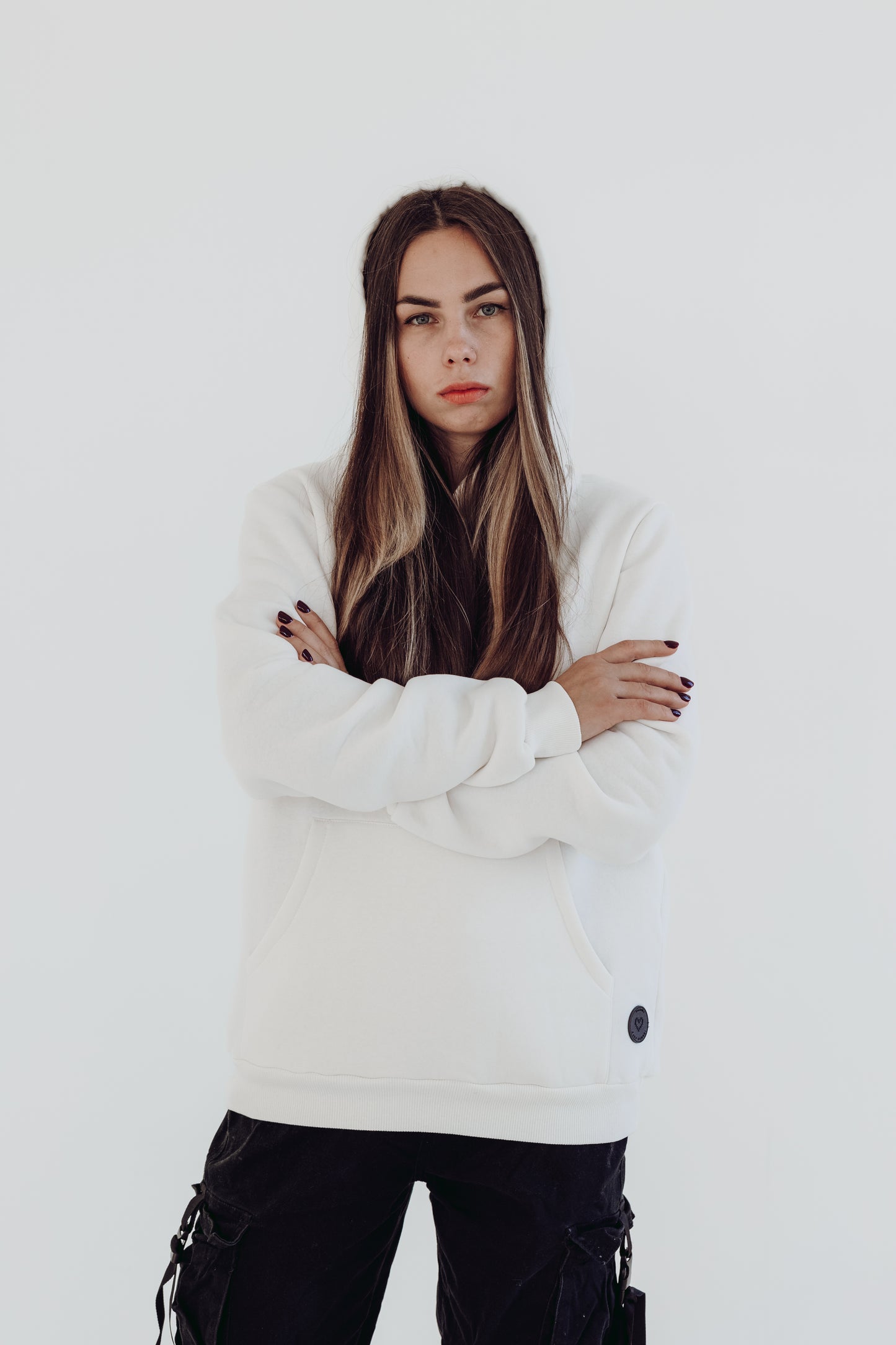 White hoodie "Tu esi mans MIERS"