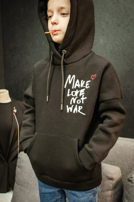 Melns bērnu hūdijs “Make love not war”