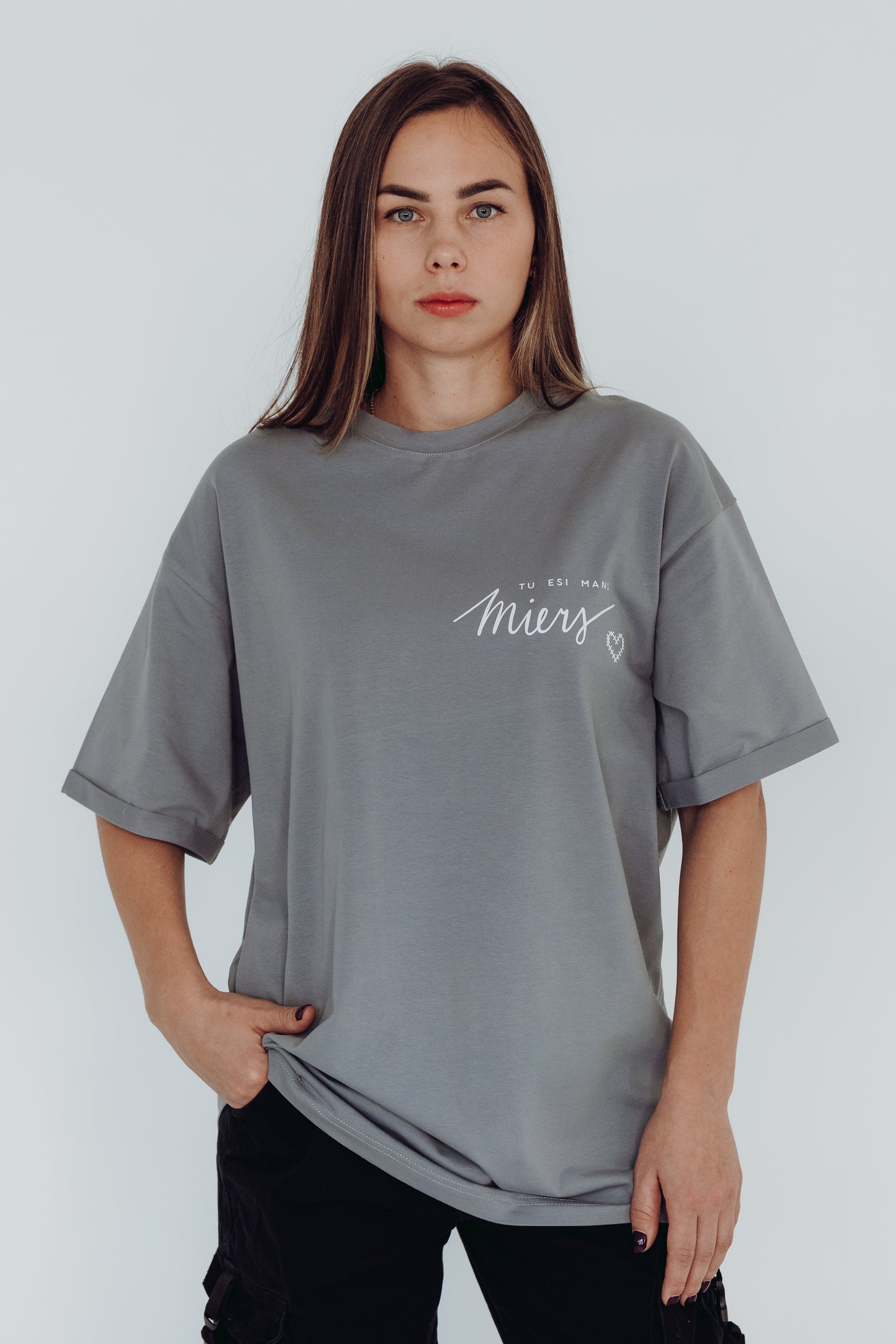 Grey T-shirt "Tu esi mans MIERS"