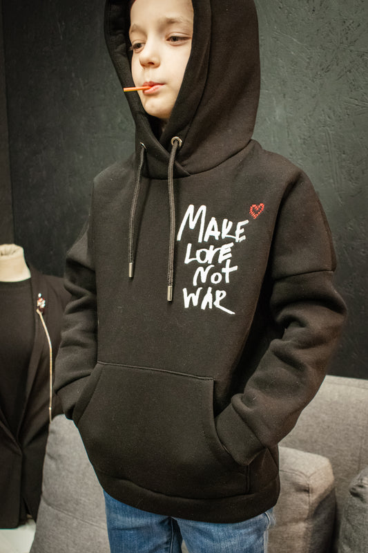 Black children's hoodie "Make love not war"