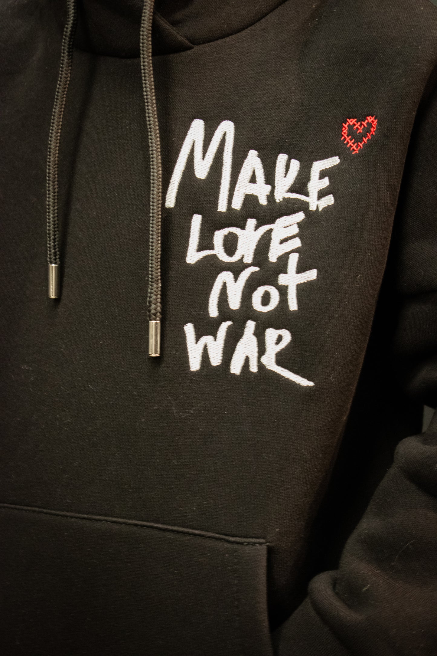 Melns bērnu hudijs “Make love not war”