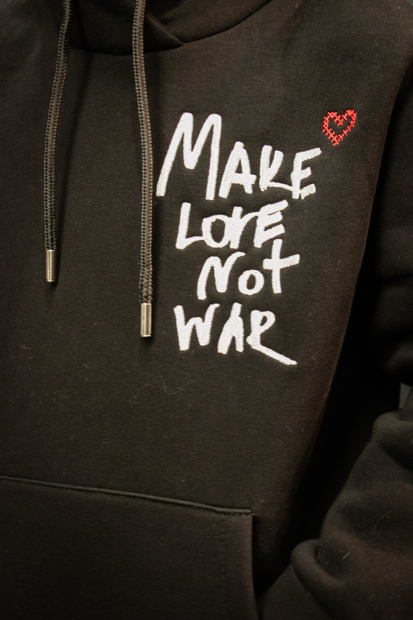 Чорний дитячий худі "Make love not war"